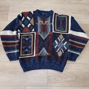 VINTAGE 90'S ETCHINGS COOGI/ COSBY/ HIP-HOP CHUNKY‎ KNIT SWEATER MENS LARGE
